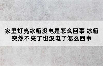 家里灯亮冰箱没电是怎么回事 冰箱突然不亮了也没电了怎么回事